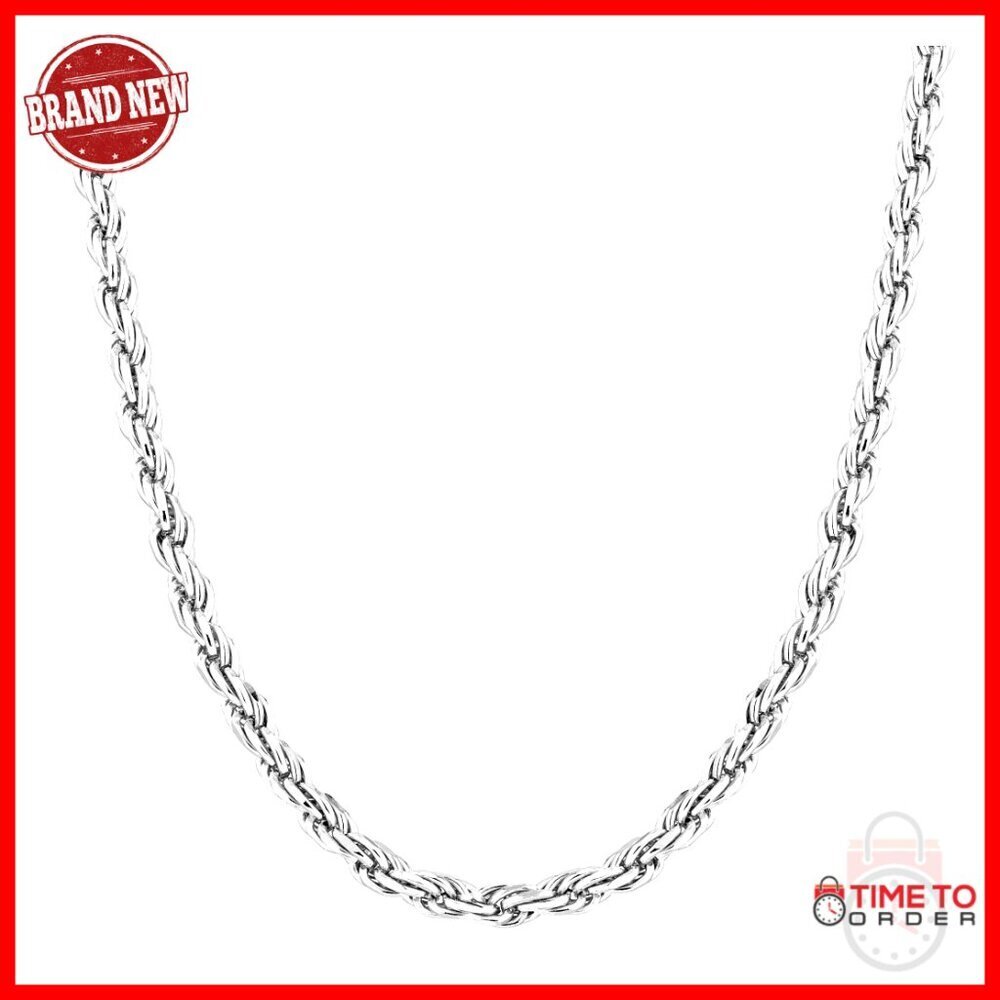 Sterling Silver Diamond-Cut Rope Chain Necklace Minimal Classic Elegant Unisex